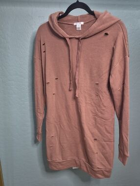 Bozzolo Mocha Distressed Hoodie NWOT